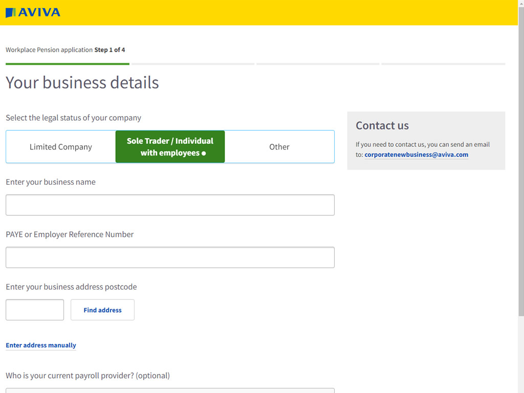 Aviva Workplace Pensions screen capture